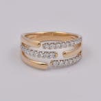 Ring - 14 karaat Geel goud, Rhodium geplateerd - 0.35ct. tw., Nieuw