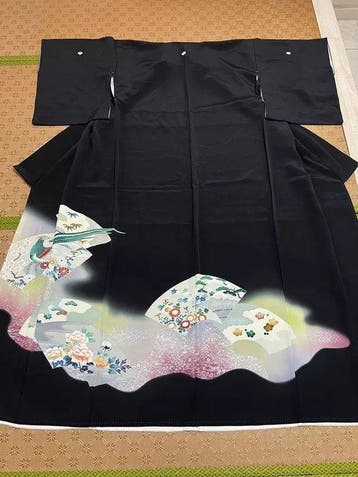 Vintage Japanse zwarte tomesode kimono - Zijde - Japan -