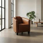 Set van 2 Leren fauteuils Press - Massif Armagnac, Nieuw, Ophalen of Verzenden, 50 tot 75 cm, Leer