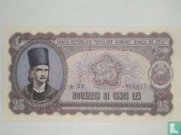 Roemenië 25 Lei 1952 - 1952, Verzenden, Overige landen, Los biljet