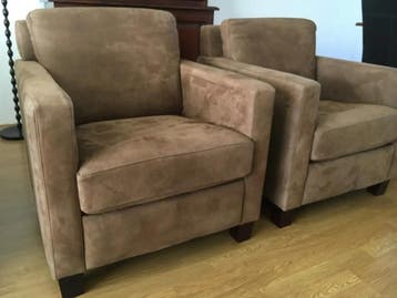 2 leren fauteuils met houten poten - bruin leer, Ophalen of Verzenden, Nieuw, Leer