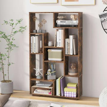Stijlvolle Houten Boekenkast 120 cm met 9 Vakken - Staande O, Verzenden, Nieuw