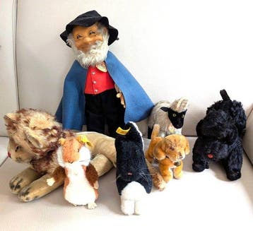 Steiff - Speelgoed conjunto de 7 peluches antiguos -