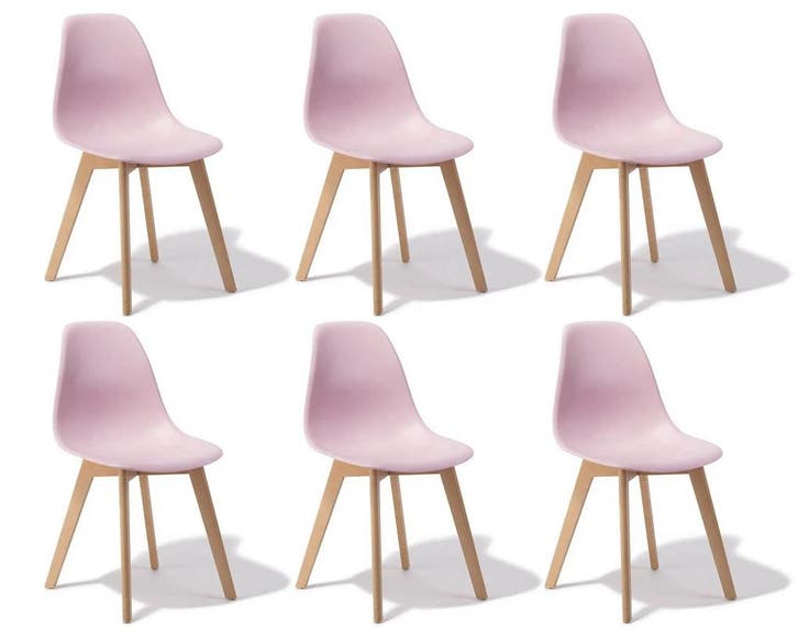 6 Roze Stoelen Set | Polypropyleen | Laatste Stuks!, Huis en Inrichting, Stoelen, Vijf, Zes of meer stoelen, Overige kleuren, Nieuw