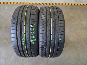 225/45/17 91Y HANKOOK ZOMERBANDEN 7,4MM PROFIEL 2X, Ophalen, Gebruikt, 17 inch, Band(en)