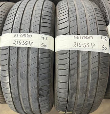 2x 215-55-17 Michelin Zomer 2x 4.5mm €50 Per Band 215 55 17, Ophalen, 17 inch, Band(en), Personenwagen