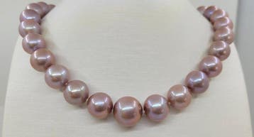 Halsketting - 14 karaat Witgoud - 13x16 mm Edison Pearls, Nieuw