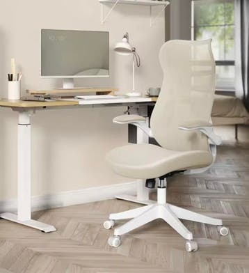 Nieuw: Luxe Ergonomische bureaustoel met hoofdsteun Ivoor, Huis en Inrichting, Bureaustoelen, Verzenden, Beige, Nieuw, Ergonomisch
