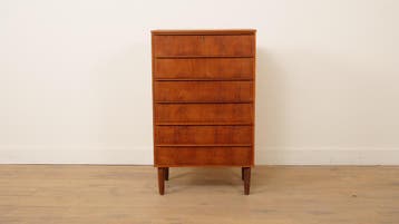 Vintage Deense ladekast | Teak | 6 lades | 105 cm, Ophalen of Verzenden, Nieuw