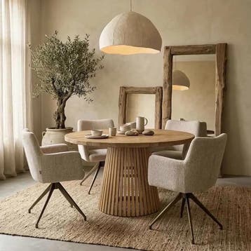 Ronde eettafel Bailar dichte poot - 130cm | World of Brosi, Huis en Inrichting, Ophalen of Verzenden, Nieuw