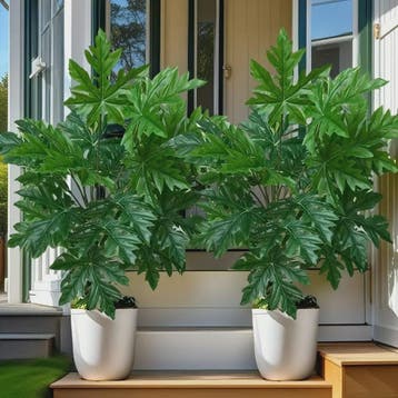 Kunstplant Papayablad - 65cm Kunstmatige Jungle Palmboom voo, Huis en Inrichting, Verzenden