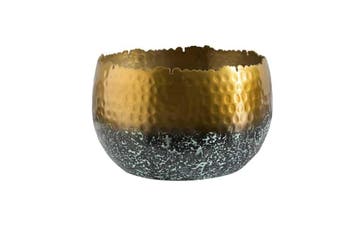 Handgemaakte decoratieve kom ORIENT 19cm goud met patina in, Huis en Inrichting, Ophalen of Verzenden, Nieuw