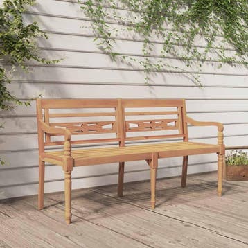 vidaXL Bankje Batavia 150 cm massief teakhout, Verzenden, Nieuw, Hout