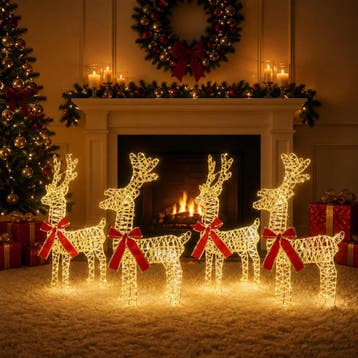 vidaXL Kerst Rendier 4 st 160 LEDs Warmwit 33 x 12 x 55 cm, Diversen, Verzenden, Nieuw