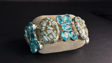 Rara Ambachtelijke armband - Larimar van koper en blauwe