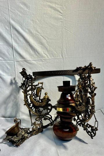 Kroonluchter - Messing, Hout, Metaal, Antiek en Kunst