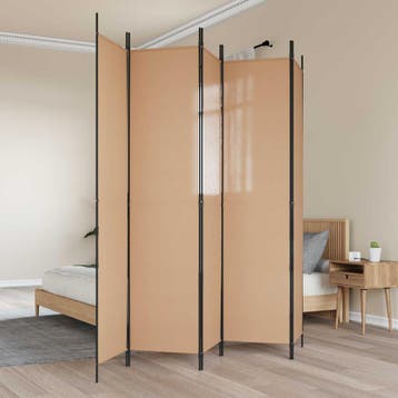 vidaXL 5-Panel Room Divider Beige 250 x 220 cm Stof, Verzenden, Nieuw