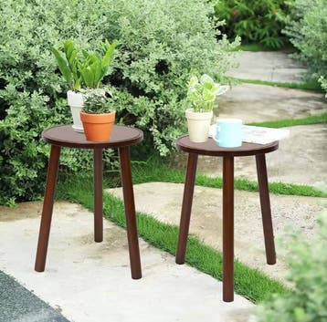2 ronde bamboe plantenstandaards – decoratief, 42 cm hoog, Tuin en Terras, Tuintafels, Verzenden, Nieuw