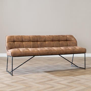 50% Korting: Eetkamerbank Abel cognac microvezel 185 cm, Ophalen, Bruin, Industrieel, Modern, Zo goed als nieuw