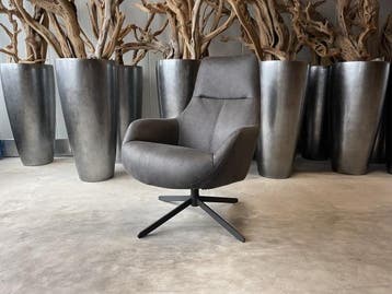 Veiling - Fauteuil Cone -Draaibaar- Microleder - Grijs - Ant, Nieuw