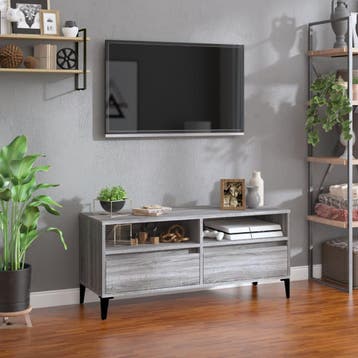 vidaXL Tv-meubel 100x34,5x44,5 cm bewerkt hout grijs sonoma, Minder dan 50 cm, Verzenden, Nieuw, Minder dan 100 cm