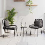 vidaXL Tuin eettafelset 3 pcs Zwart en Anthraciet poly, Verzenden, Nieuw, Rotan, 3 zitplaatsen