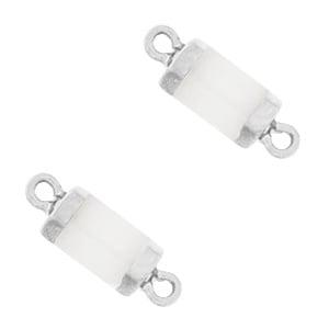 1 x Natuursteen hangers tussenstuk hexagon White-silver, Ophalen of Verzenden, Nieuw, Tussenstuk of Tussenkraal