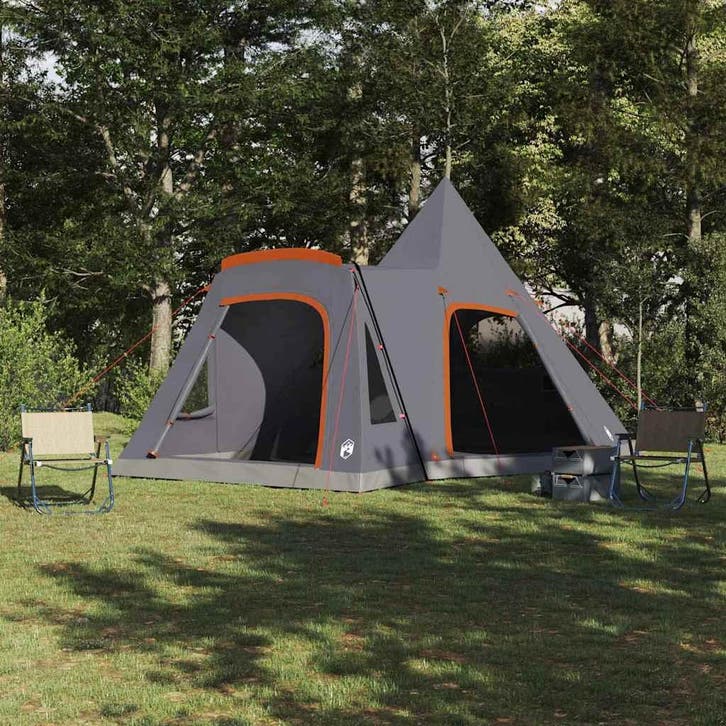 vidaXL Teepee Tent 5-Person met dak Grijs en Oranje 545 x, Caravans en Kamperen, Tenten, Nieuw, tot en met 2, Verzenden