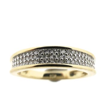 Gouden ring pavé gezet met diamanten; 0,38 ct., Gebruikt, Ophalen of Verzenden, Kleiner dan 17, Met edelsteen