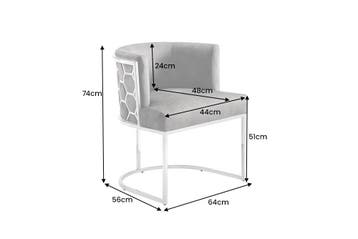 Stoel ELEGANCE fluweelgrijs met zilverkleurig, Huis en Inrichting, Stoelen, Ophalen of Verzenden, Nieuw