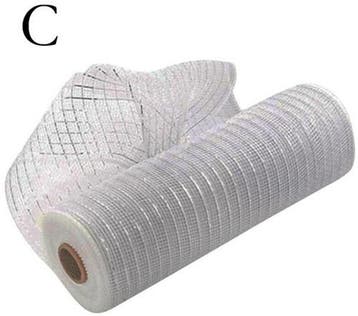 Decomesh metallic zilver 26 cm rol 9 meter voor kransen en, Ophalen of Verzenden, Nieuw