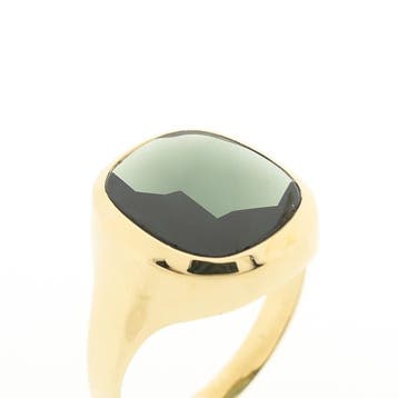 Gouden ring met toermalijn, Gebruikt, 20 of groter, Heer, Ophalen of Verzenden