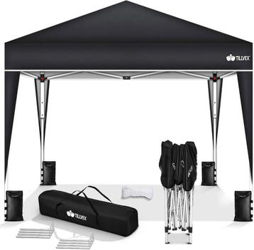 Partytent - Opvouwbaar - 3x3 m - Paviljoen - Easy up - Zwart, Verzenden, Zo goed als nieuw