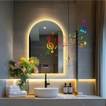 Slimme LED Badkamerspiegel – Gebogen, Bluetooth, Tijd, 60x90, Verzenden, Nieuw