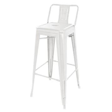 Bistro stalen hoge kruk met rugleuning | Wit | (4 stuks), Verzenden, Nieuw in verpakking