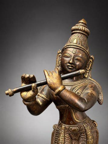 Grote Krishna Venugopala - Zuid-India - 24 cm - Brons -