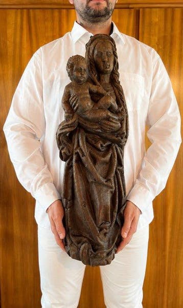 sculptuur, Madonna mit Kind - Handarbeit - XL - 72 cm - Eik, Antiek en Kunst, Antiek | Boeken en Bijbels