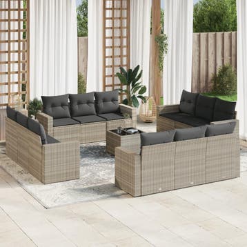 vidaXL 13-delige Loungeset met kussens poly rattan, Verzenden, Nieuw, Loungeset