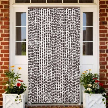 vidaXL Vliegengordijn 118x220 cm chenille bruin en wit, Verzenden, Nieuw, Bruin