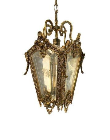 Plafondlamp - Brons, Glas, Messing, Nieuw