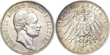3 Mark 1910 Sachsen Friedrich August Iii 1904-1918, Verzenden