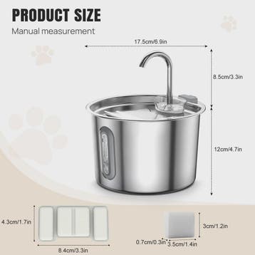 RVS Katten Drinkfontein 2.2L - Vaatwasserbestendig & Stille