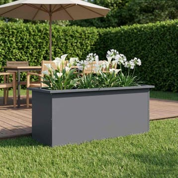 vidaXL Plantenbak met led Antraciet 40 x 100 x 40 cm Staal, 100 cm of meer, Verzenden, Nieuw, Metaal