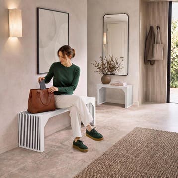 Hocker/zitbank Ribb, lamellenlook, belastbaar tot 350 kg, Huis en Inrichting, Verzenden, Nieuw