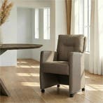 Leren eetkamerstoel Sharp - Toledo Moss (bruin/groen) - Met, Huis en Inrichting, Stoelen, Ophalen of Verzenden, Nieuw, Leer, Eigentijds, Modern