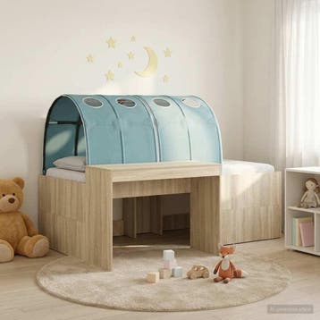 vidaXL Hoge Bed Frame met Bureau voor Kinderen 3 st Bewerkt, Verzenden, Nieuw, Bruin, Hout