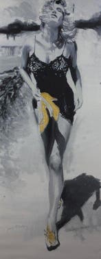 Janusz Haka (1951) - Night & Day su tela Oro con Glitter A