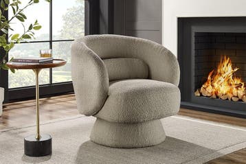 Design draaifauteuil BOSSA NOVA taupe bouclé - 43527, Ophalen of Verzenden, Nieuw