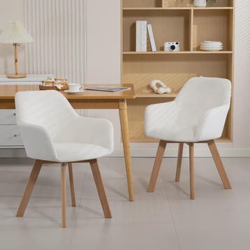 Set van 2 Crème Fluweel Armstoelen - Comfortabele Eetkamerst, Huis en Inrichting, Verzenden, Nieuw