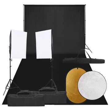 vidaXL Fotostudioset met verlichtingsset, achtergrond en, Audio, Tv en Foto, Fotografie | Fotostudio en Toebehoren, Verzenden